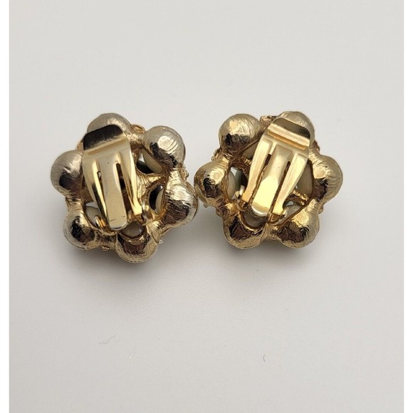 Vintage Green Lucite and Pearls Clip On Earrings Signed Pat Pend - Picture 2 of 5